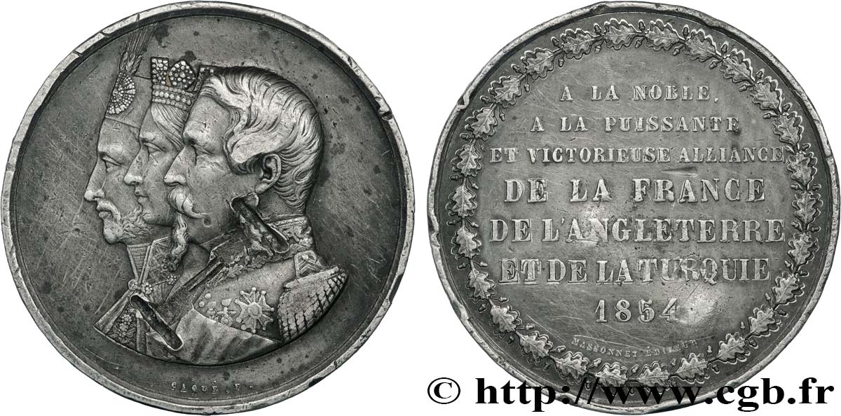SECONDO IMPERO FRANCESE Médaille, Triple alliance, Guerre de Crimée MB