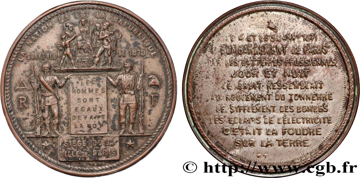 TERZA REPUBBLICA FRANCESE Médaille, Bombardement de Paris BB