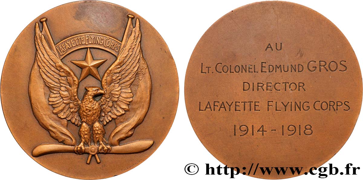 ÉTATS-UNIS D AMÉRIQUE Médaille, Lafayette Flying Corps TTB+