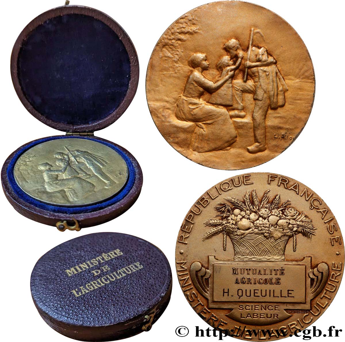 III REPUBLIC Médaille, Mutualité agricole, Henri Queuille AU