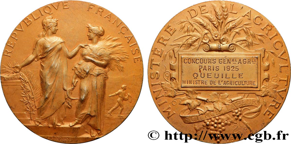 III REPUBLIC Médaille, Concours général agricole AU/AU