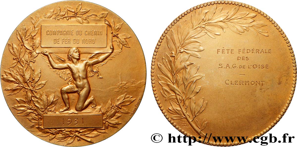 III REPUBLIC Médaille, Compagnie du chemin de fer du Nord AU
