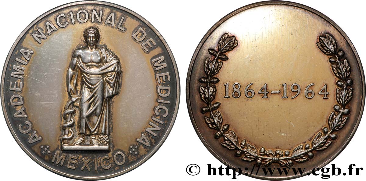 MEXICO Médaille, Académie nationale de médecine, 100e anniversaire XF