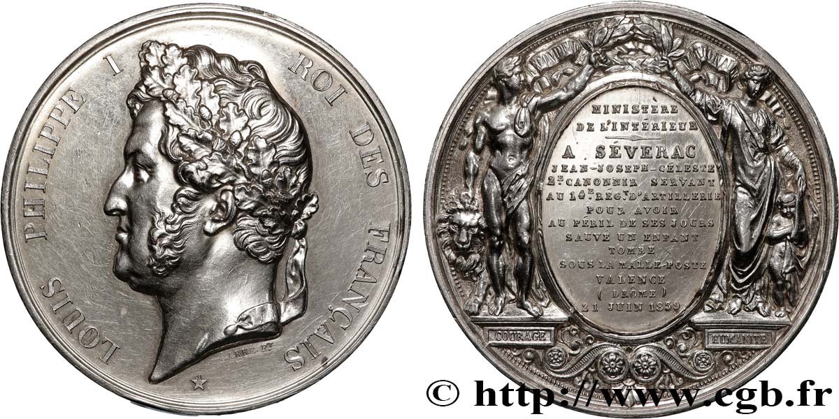 LOUIS-PHILIPPE Ier Médaille, Récompense nationale, Ministère de l’intérieur TTB+