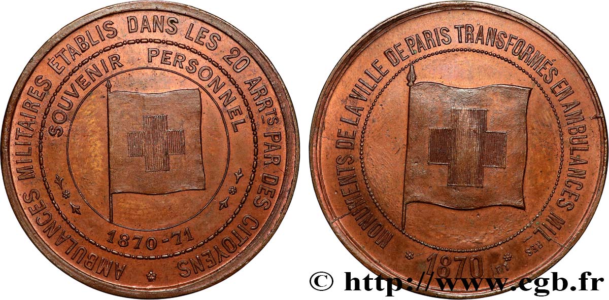 III REPUBLIC Médaille, Souvenir personnel, Ambulances militaires AU