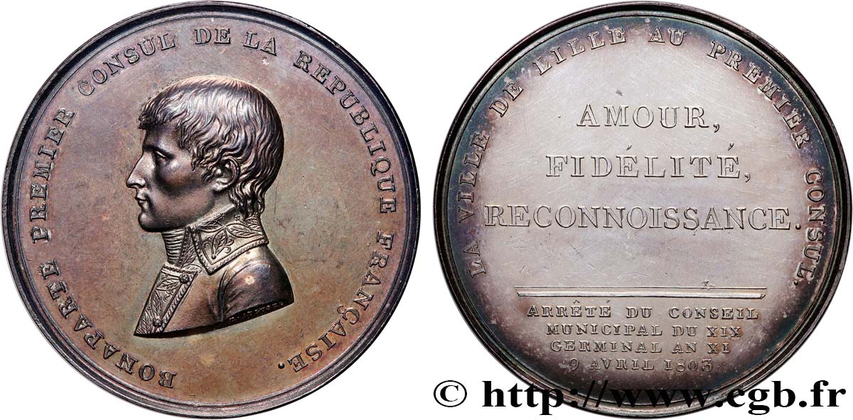 CONSULATE Médaille de reconnaissance au premier consul AU