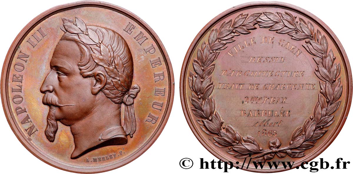 SECONDO IMPERO FRANCESE Médaille, Dessin d’architecture, Trait de charpente MS