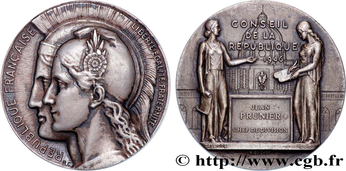 GOUVERNEMENT PROVISOIRE DE LA RÉPUBLIQUE FRANÇAISE Médaille, Conseil de la République TTB+