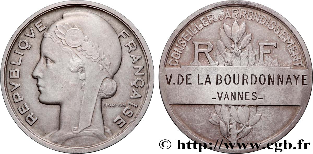 III REPUBLIC Médaille, Conseiller d’arrondissement AU