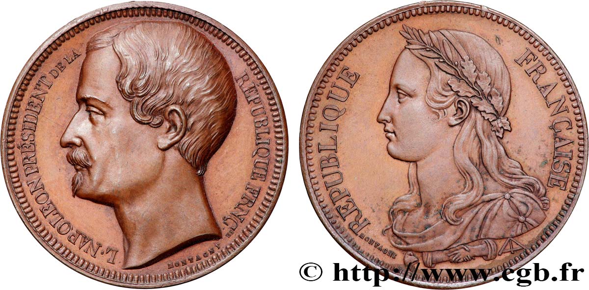 DEUXIÈME RÉPUBLIQUE Médaille, Élection du président Louis Napoléon Bonaparte SUP