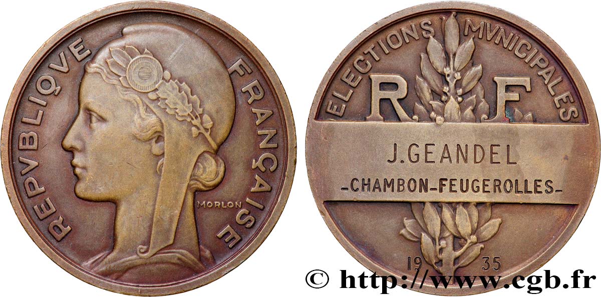 III REPUBLIC Médaille, Élections municipales AU
