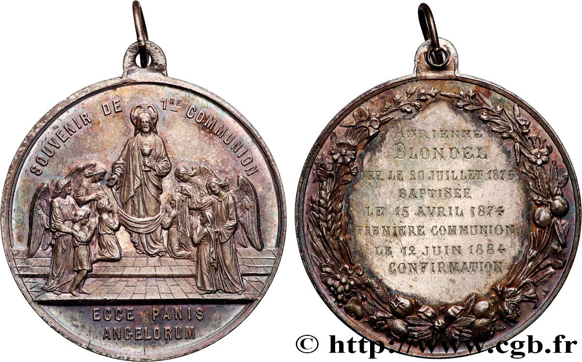 TERCERA REPUBLICA FRANCESA Médaille, Souvenir de Première Communion EBC