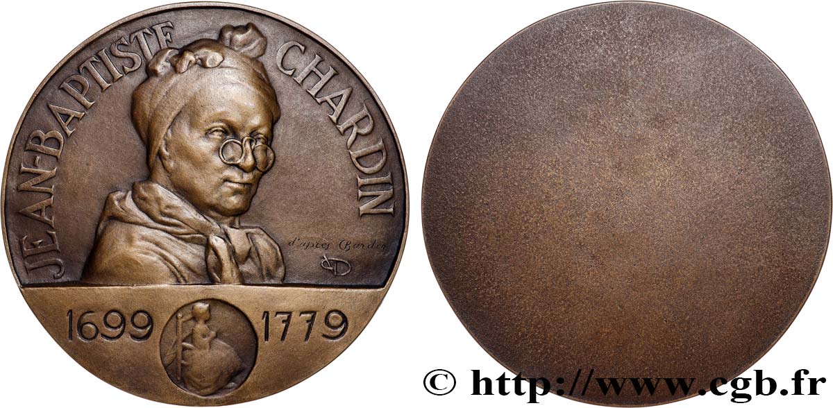 III REPUBLIC Médaille, Jean-Baptiste Siméon Chardin AU