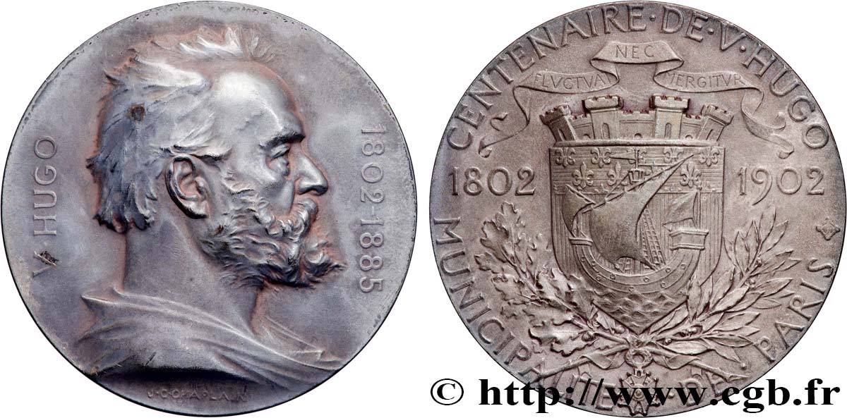 III REPUBLIC Médaille, centenaire de la naissance de Victor Hugo AU/AU