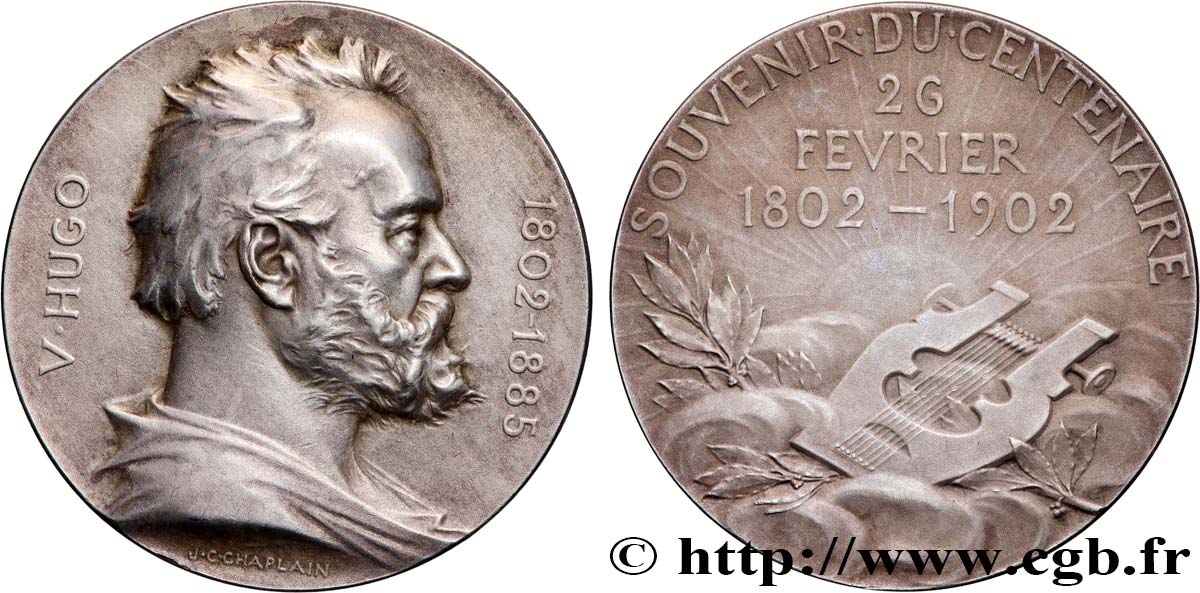 III REPUBLIC Médaille, Centenaire de la naissance de Victor Hugo AU