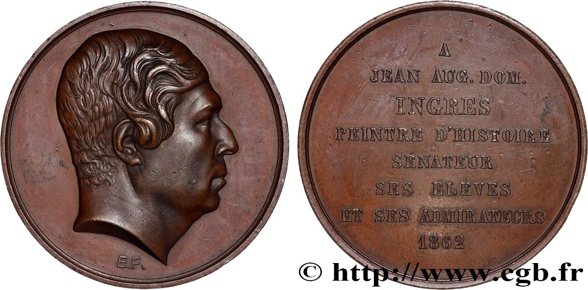 SEGUNDO IMPERIO FRANCES Médaille, Jean-Auguste-Dominique Ingres MBC+