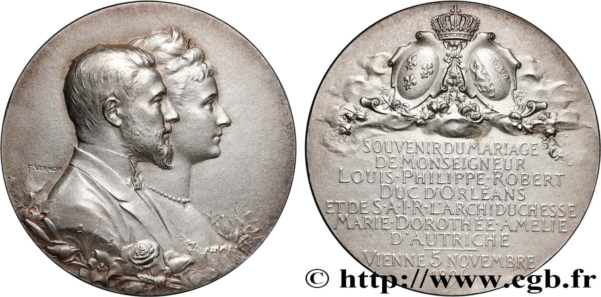 TROISIÈME RÉPUBLIQUE Médaille, Souvenir du Mariage du duc d Orléans SUP