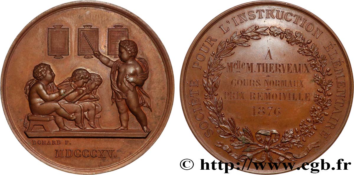 III REPUBLIC Médaille, Société pour l’instruction élémentaire, Prix Remoiville AU