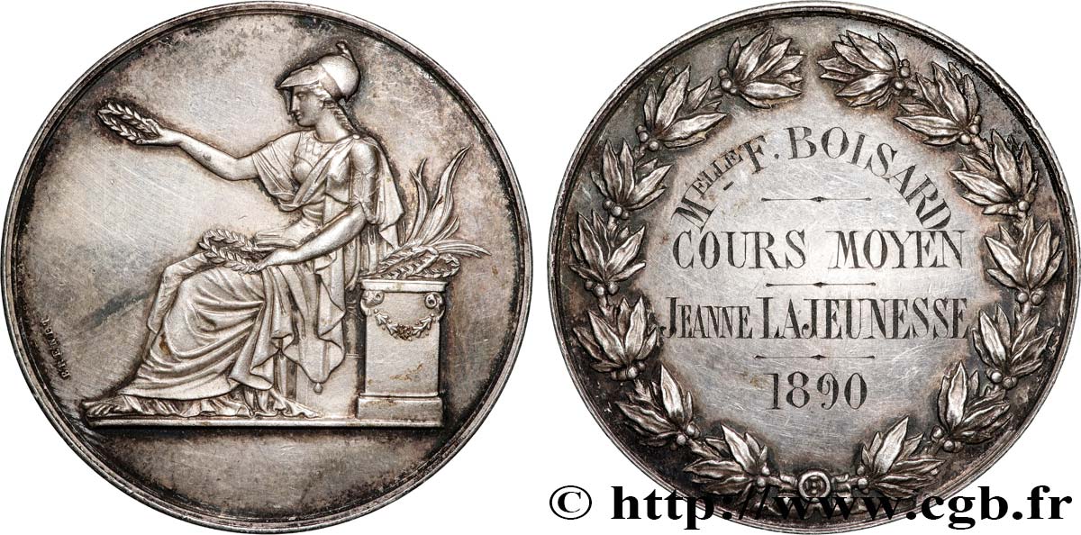 III REPUBLIC Médaille, Cours Moyen AU