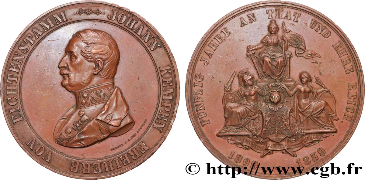 AUTRICHE - FRANÇOIS-JOSEPH Ier Médaille, 50e anniversaire de service de Johann Kempen, baron von Fichtenstamm TTB