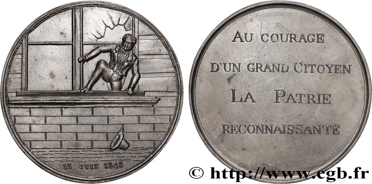 DEUXIÈME RÉPUBLIQUE Médaille, Emeute des Arts et Métier, Fuite de Ledru-Rollin AU