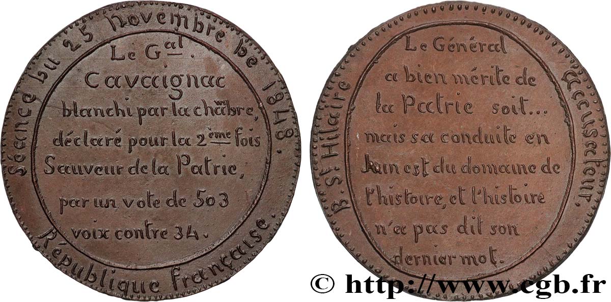 DEUXIÈME RÉPUBLIQUE Médaille, Séance du 25 novembre 1848 SUP