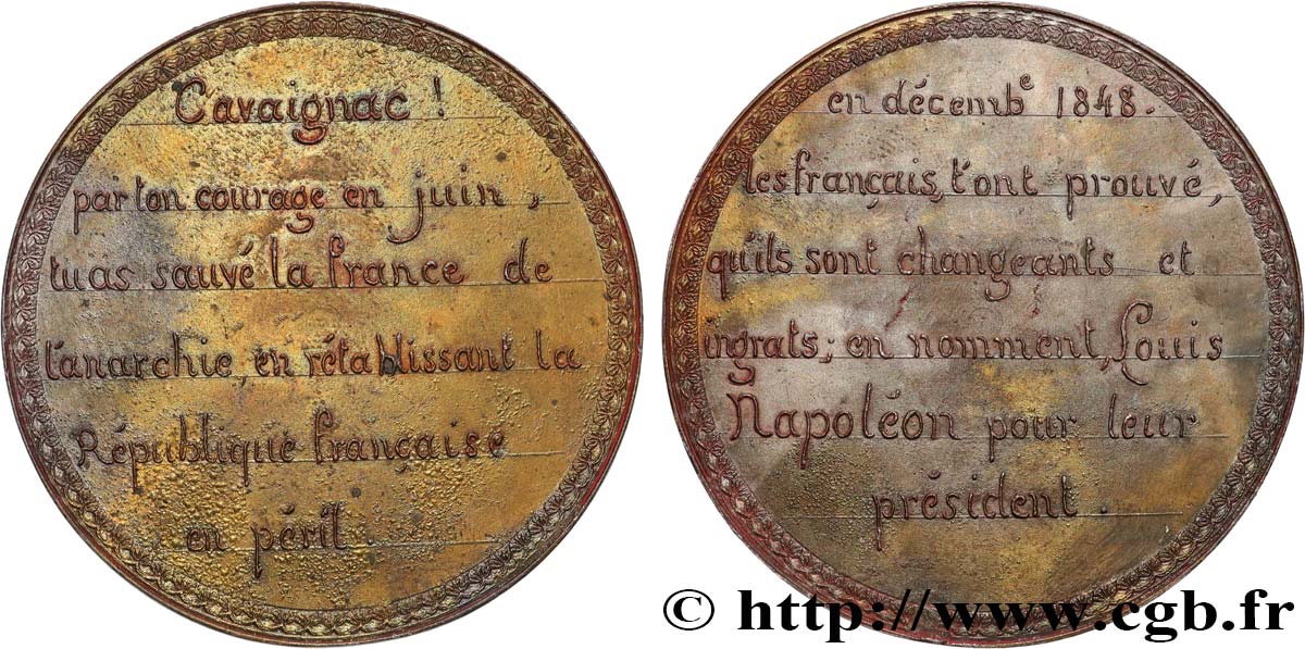 SECOND REPUBLIC Médaille, Nomination de Louis Napoléon Président AU