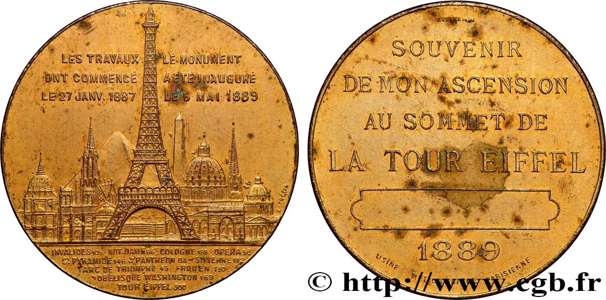TROISIÈME RÉPUBLIQUE Médaille de l’ascension de la Tour Eiffel (Sommet) TTB