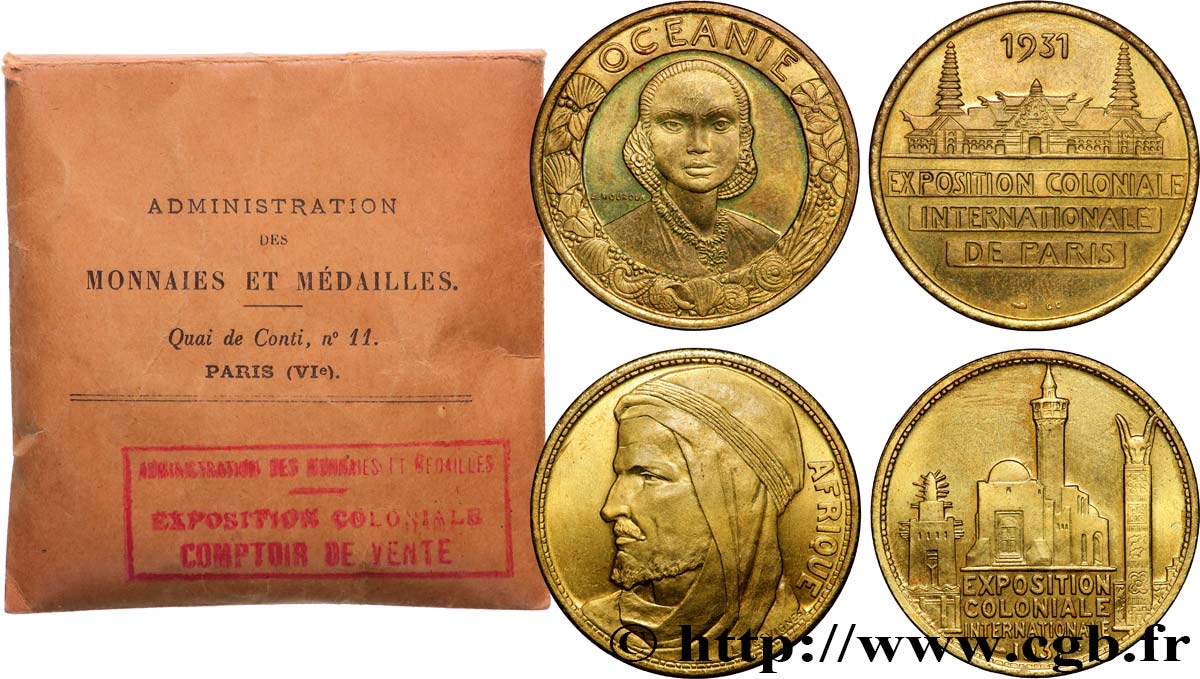 III REPUBLIC Lot de 2 médailles, Exposition Coloniale Internationale AU