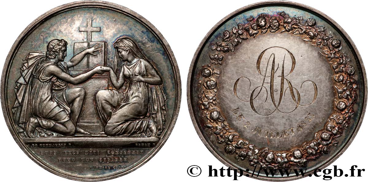 ZWEITES KAISERREICH Médaille de mariage, Evangile de St Mathieu fVZ
