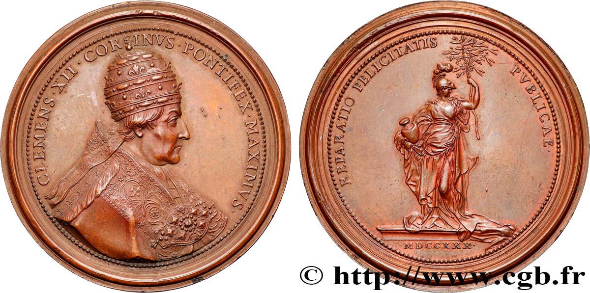 ITALIE - ÉTATS DU PAPE - CLÉMENT XII (Laurent Corsini) Médaille, Reparatio Felicitatis Publicae TTB+