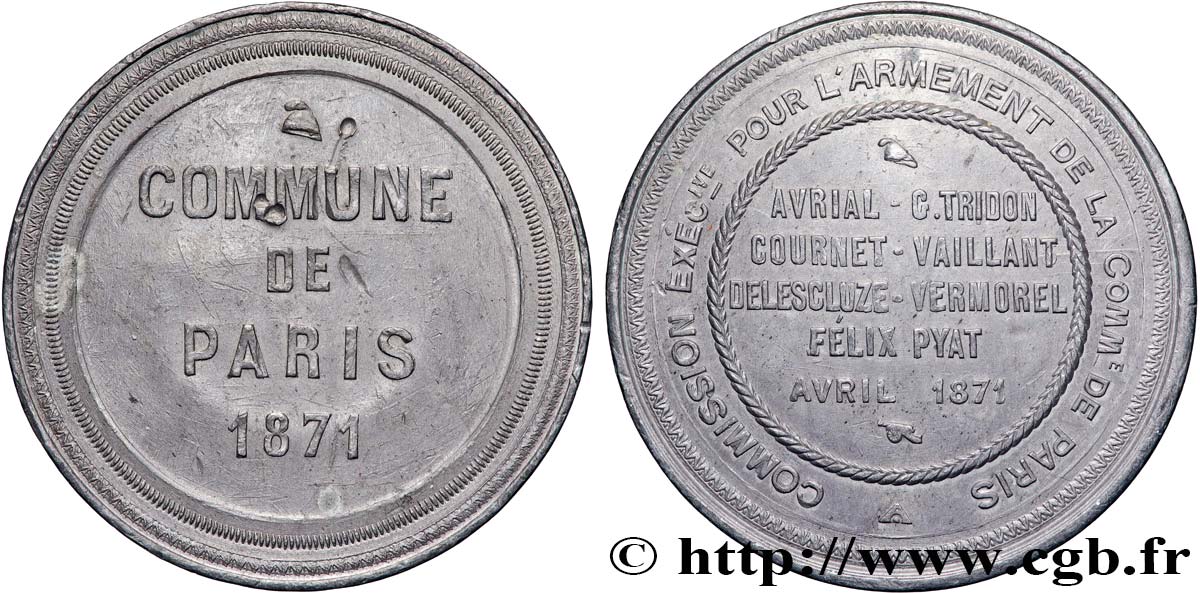 COMMUNE (LA) TROISIÈME RÉPUBLIQUE Médaille, Commission exécutive pour l’armement de la commune de Paris TTB