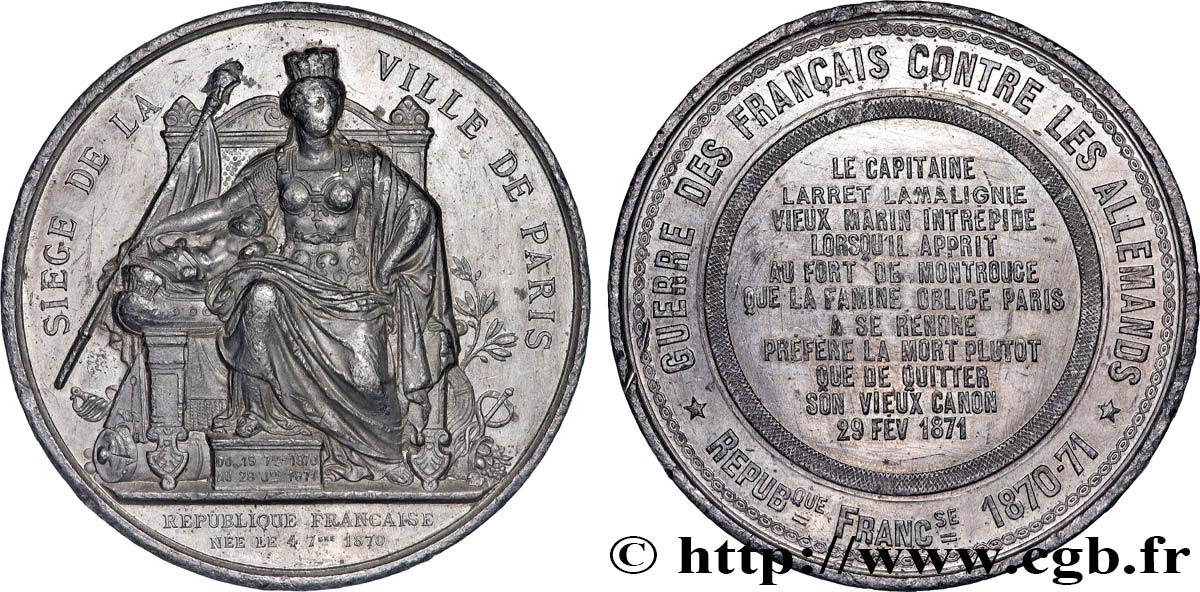 III REPUBLIC Médaille, Siège de la ville de Paris XF