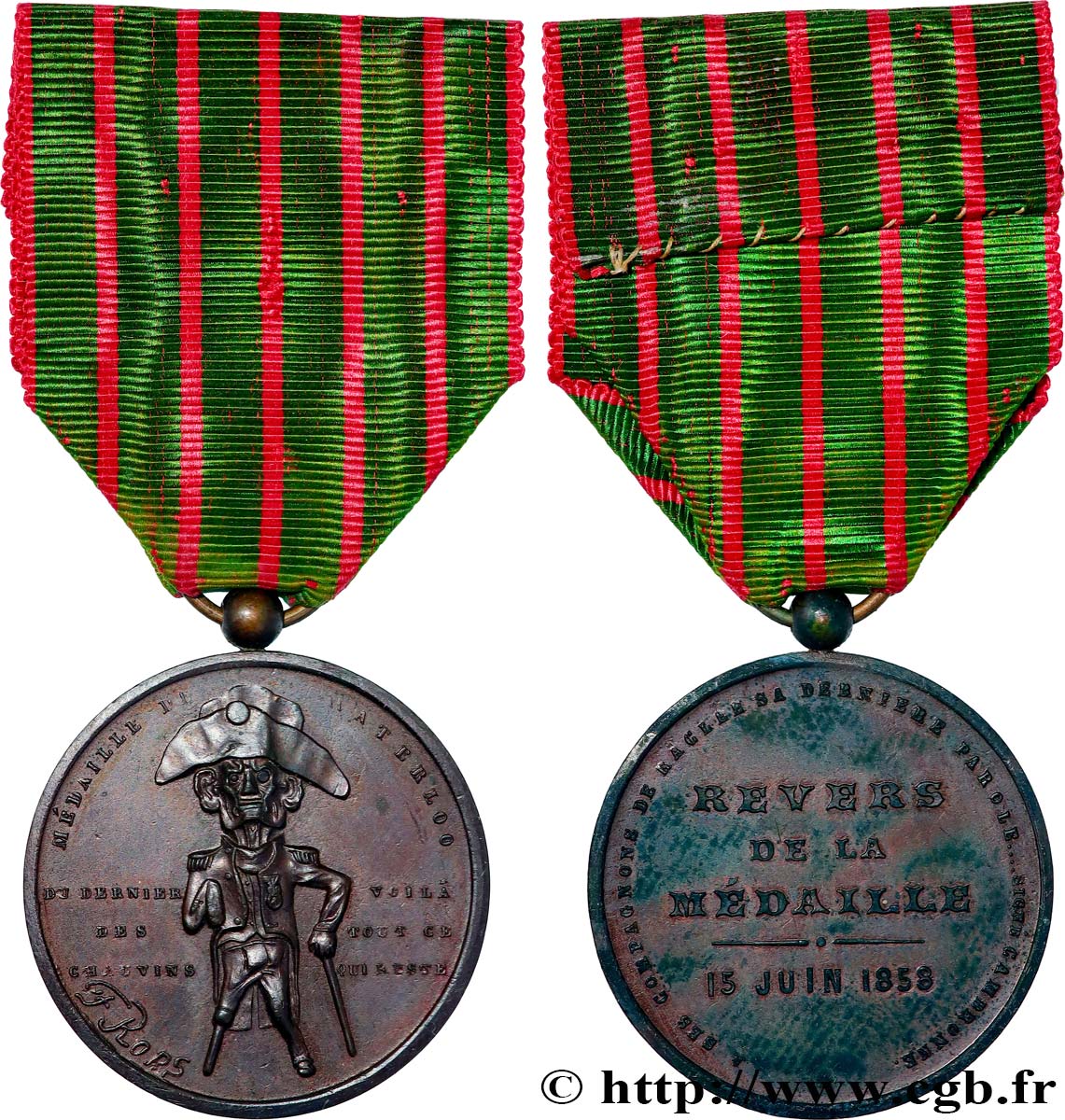 SECOND EMPIRE Médaille satyrique de Waterloo TTB+