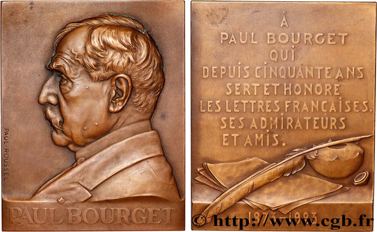 III REPUBLIC Plaquette, Paul Bourget AU