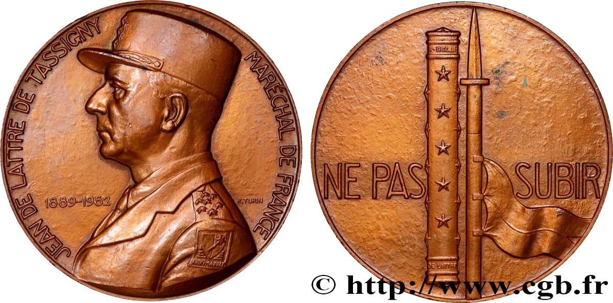 QUARTA REPUBBLICA FRANCESE Médaille, Maréchal Jean de Lattre de Tassigny q.SPL