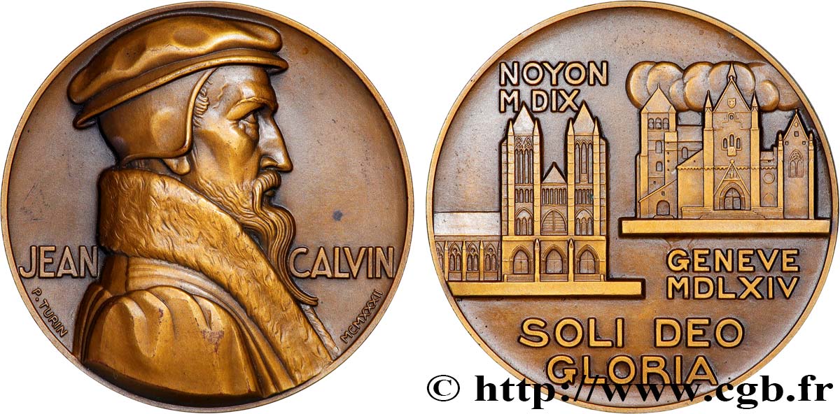 III REPUBLIC Médaille, Jean Calvin AU