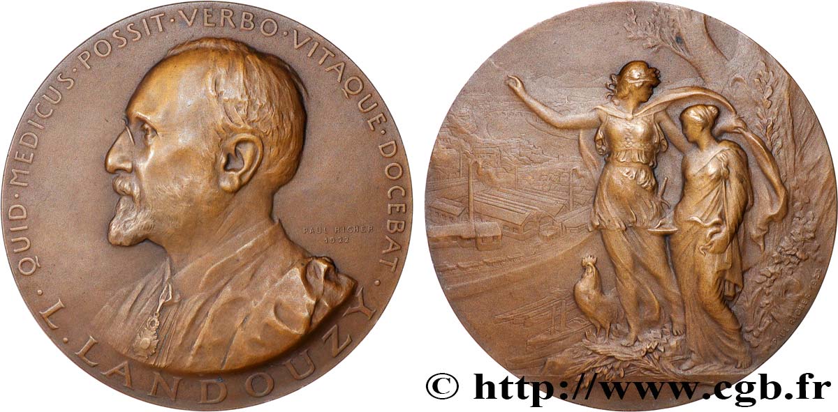 III REPUBLIC Médaille, Louis Landouzy AU
