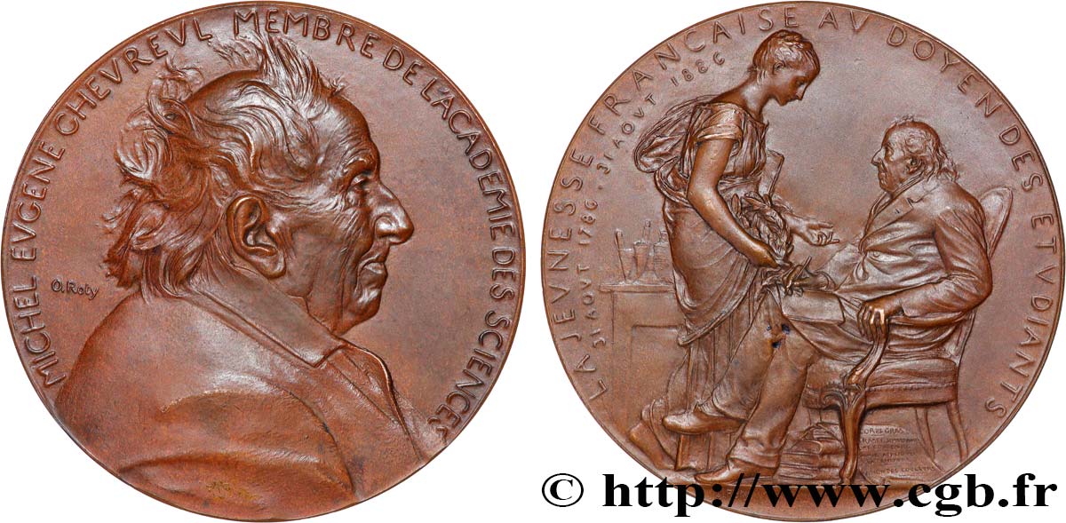 TROISIÈME RÉPUBLIQUE Médaille, Michel-Eugène Chevreul  SUP