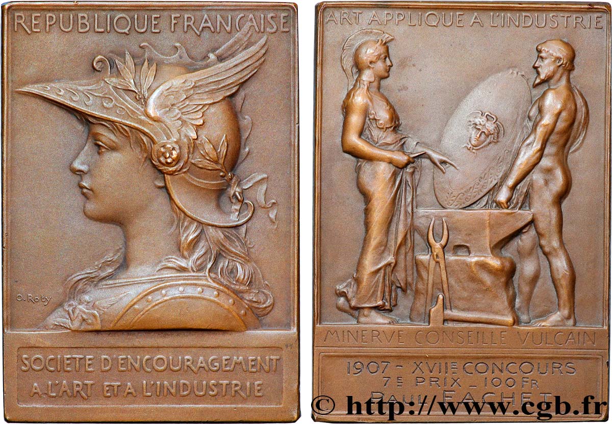 TERZA REPUBBLICA FRANCESE Plaque, Société d’encouragement à l’art et à l’industrie, 7e prix de la 100 FR SPL