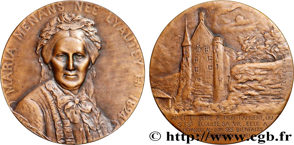 DRITTE FRANZOSISCHE REPUBLIK Médaille, Décès de Maria Menans, née Lyautey VZ