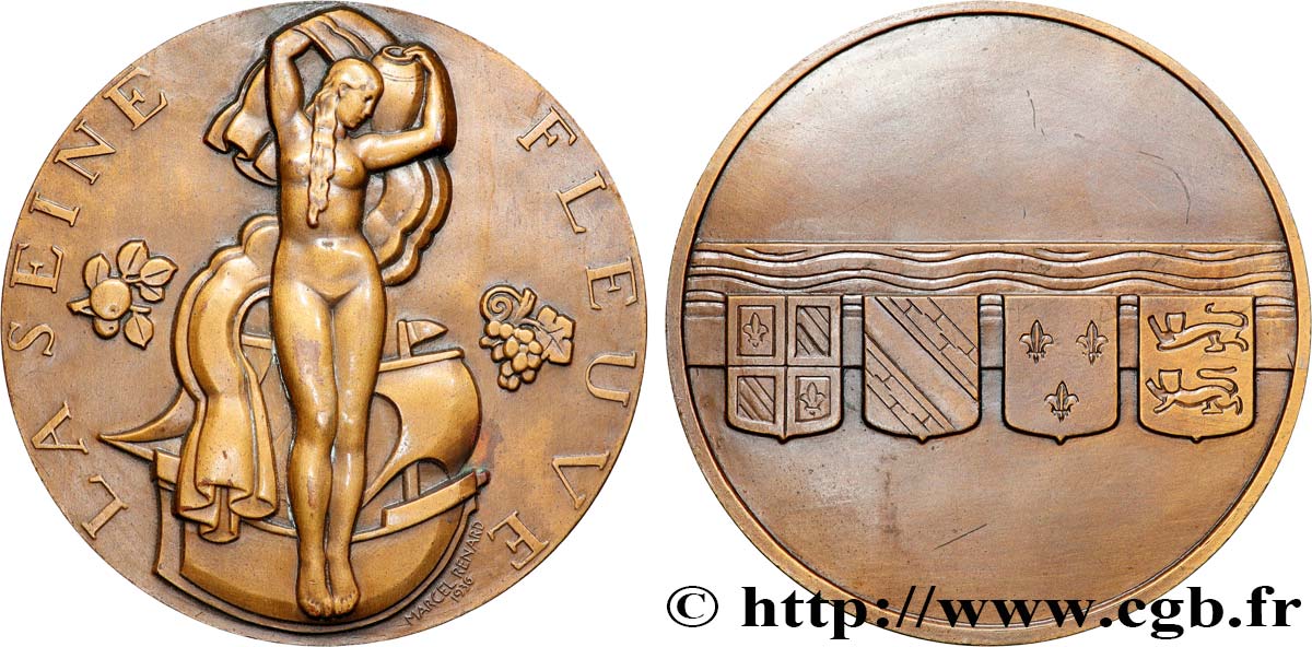 III REPUBLIC Médaille, La Seine Fleuve AU