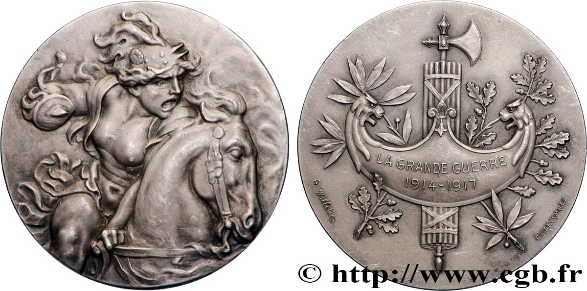 III REPUBLIC Médaille, La Grande Guerre 1914-1917, n°6 AU