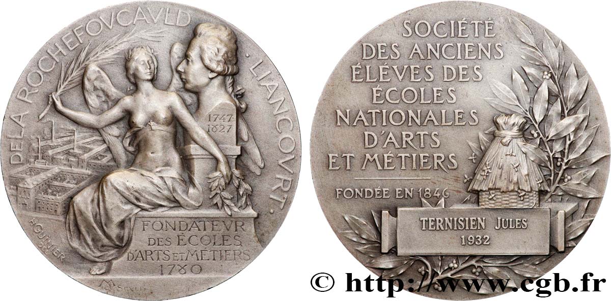 TROISIÈME RÉPUBLIQUE Médaille, Société des anciens élèves des écoles nationales d’Arts et Métiers SUP