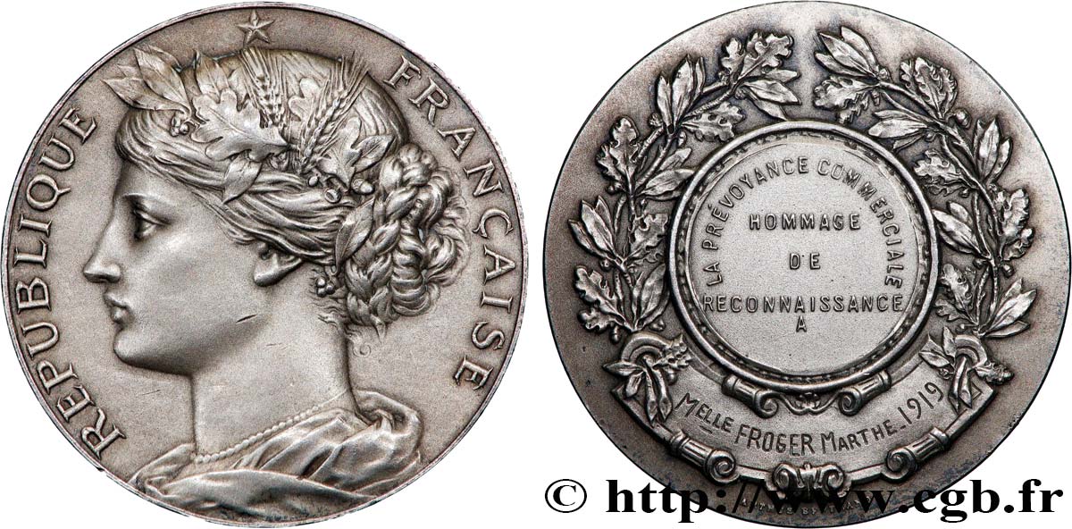 III REPUBLIC Médaille, La prévoyance commerciale AU