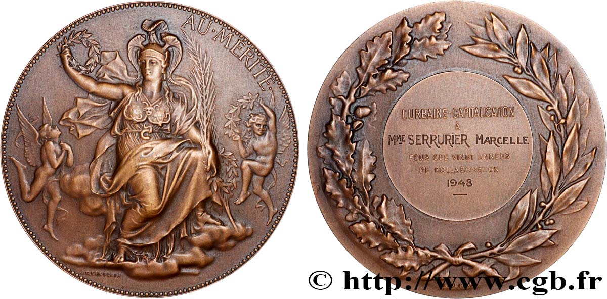 CUARTA REPUBLICA FRANCESA Médaille, L’Urbaine-Capitalisation, 20 années de collaboration EBC