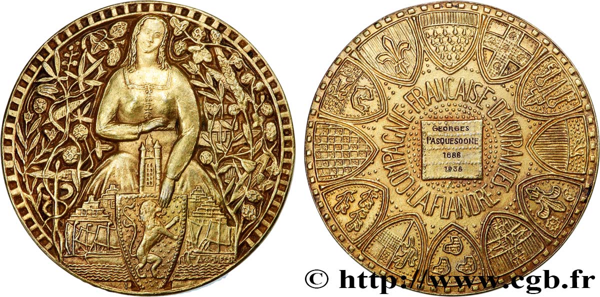 III REPUBLIC Médaille, La Flandre, Compagnie d’assurances AU