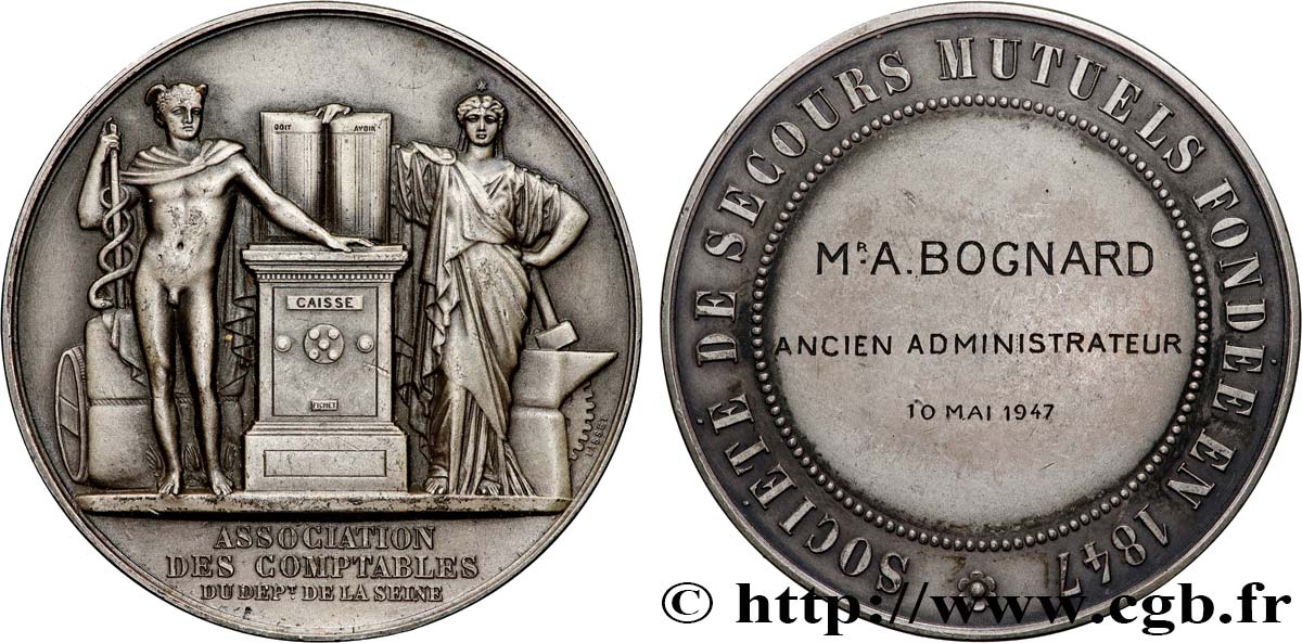 IV REPUBLIC Médaille de récompense, Société de secours mutuels, Association des comptables AU