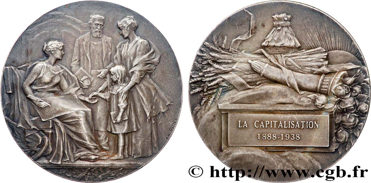TERCERA REPUBLICA FRANCESA Médaille, Cinquantenaire de La capitalisation MBC+/EBC
