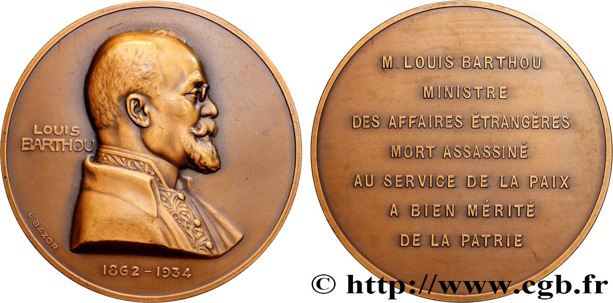III REPUBLIC Médaille, Louis Barthou AU